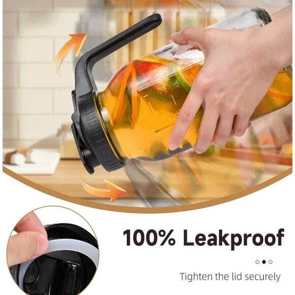 3 Pack 64 Oz Wide Mouth Mason Jar Pitchers with Airtight Lids – Leak-Proof Glass - Picture 5 of 8